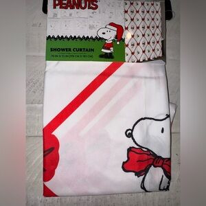 Peanuts Snoopy Holiday Christmas fabric shower curtain